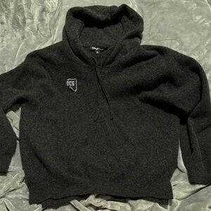 Black Hooded Cashmere & Wool Pullover Sweater with embroidery